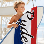 Personalized National Flag Color Stripe Oversized Quick Dry Beach Towel with Name and Drawstring Bag Outdoor Activities Birthday Gift for Family