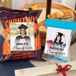 Personalizzato 24 pezzi foto laurea Chip borsa adesivi snack sacchetto etichetta con il nome per la classe del 2026 liceo College Grad Party Favor