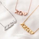 Gepersonaliseerde Sorority Griekse Letters Ketting met Gegraveerde Hart Bedel en Kaart College Graduation Gift voor Vrienden Meisjes