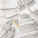 Personalised Vintage Cake Forks Knife Server Cutting Set with Engraving Text and Box Anniversary Wedding Engagement Gift for Couple Newlyweds