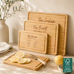 Personalized Simple Line Drawing Name FSC Bamboo Charcuterie Cutting Board with Title and Juice Groove Housewarming Father's Gift for Family Father