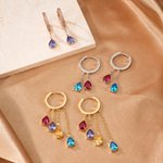 Personalized Multi-Teardrop Birthstones Earrings Dainty Jewellery Mother's Day Birthday Gift for Mom Grandmother