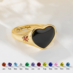 Personalised Birthstones Heat-Activated Hidden Photo Sterling Silver Ring with Text Memorable Jewellery Birthday Anniversary Gift for Mother Women