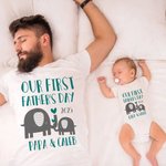 Gepersonaliseerd Our First Father's Day Together 100% katoenen T-shirt of babyromper met naam Vaderdagcadeau voor baby en nieuwe vader