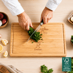 Personalized Simple Line Drawing Name FSC Bamboo Charcuterie Cutting Board with Title and Juice Groove Housewarming Father's Gift for Family Father