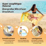 Personalisiertes niedliches Cartoon-Kinder Strandtuch | mit Namen | schnelltrocknend | Urlaub Pool Geburtstag Geschenk für Jungen Mädchen