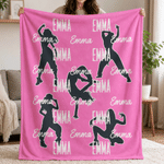 Personalized Hip-Hop Dance Silhouette Soft Throw Blanket with Name Home Decor Birthday Gift for Dancing Enthusiast
