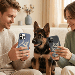 Personlig kjæledyrfoto portrett håndtegnet Doodle-telefonveske for iPhone Samsung med navn Daglig bruk Bursdagsgave til kjæledyrelskere