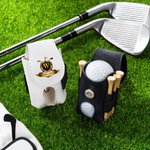 Gepersonaliseerde gouden golf badge initiële PU lederen golfbal tas Tee houder met naam Golfclub verjaardagscadeau voor golfliefhebbers