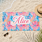 Personalised Floral Tropical Pattern Quick Drying Soft Beach Towel with Name Vacation Birthday Gift for Girl