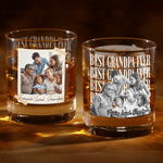 Personlig Polaroid Style Family Photo 10 oz Rock Whisky Glass med tittel og tekst Bursdag farsdagsgave til pappa bestefar