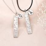 Personalised Braille Bar Pendant Necklace with Initial and Text Birthday Gift for Visually Impaired Friends