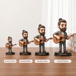 Figurine d'un personnage 3D personnalisée avec texte et photo guitariste - Décoration de bureau - Cadeau d'anniversaire pour amoureux de musique