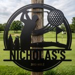 Personalized Black Golf Player Swing Pattern Metal Sign with Name and Text Home Decor Daily Use Birthday Gift for Golf Lovers