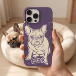 Personlig kjæledyrfoto portrett håndtegnet Doodle-telefonveske for iPhone Samsung med navn Daglig bruk Bursdagsgave til kjæledyrelskere