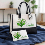 Personalised Birth Flower Large Capacity Makeup Bag Tote Bag with Name Daily Use Anniversary Birthday Gift for Mother Woman