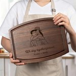 Personalized Line Art Photo Design Curved Charcuterie Cutting Board with Text and Juice Groove Kitchen Family Gift for Best Friend Family