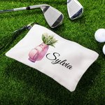 Personalized Birth Flower in Golf Bag Portable Makeup Bag with Name and Wrist Strap Travel Accessories Birthday Gift for Women Golf Lovers