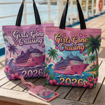Personalised Girls Gone Cruising Tote Bag Luggage Tag Set with Year and Name Travel Essential Daily Use Birthday Gift for Besties Women