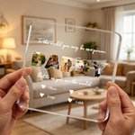 Personalised Dad 3-5 Photos Collage Square Acrylic Plaque with Names and Text Home Decor Father's Day Birthday Gift for Dad Grandpa