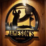 Personalized Black Golf Player Swing Pattern Metal Sign with Name and Text Home Decor Daily Use Birthday Gift for Golf Lovers