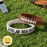 Personalised Funny emoji Soccer Basketball American Football Baseball Silicone Sport Bracelet with Text Sports Gift for Boys | Callie × emoji ™