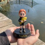 Photo personnalisée à 3D Statue de pêcheur Ornement avec texte Décoration de bureau Anniversaire Fête des pères Cadeau pour papa pêcheur
