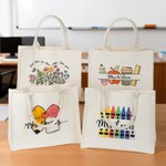 Personlig blomst fargestift sløyfe stor kapasitet lerret Tote Bag med tekst Lærerens dag Appreciation Week Gave til lærere