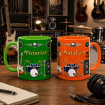 Personalized Guitar Rock Metal 11 oz / 15 oz Ceramic Mug with Name Daily Use Birthday Gift for  Music Lovers Guitar Players