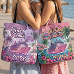 Personalised Girls Gone Cruising Tote Bag Luggage Tag Set with Year and Name Travel Essential Daily Use Birthday Gift for Besties Women