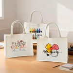 Personlig blomst fargestift sløyfe stor kapasitet lerret Tote Bag med tekst Lærerens dag Appreciation Week Gave til lærere