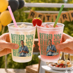 Personalized Retired 2026 Photo Frosted Food-Grade Plastic Cup with Name and Title Set of 10 Retirement Gift for Father Male Retired Teacher