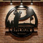 Personalized Black Golf Player Swing Pattern Metal Sign with Name and Text Home Decor Daily Use Birthday Gift for Golf Lovers