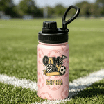 Personalized Soccer Game Day Goal Flag 12 oz 18 oz Insulated Water Bottle with Handle Name and Year Birthday Team Gift for Soccer Player Lover