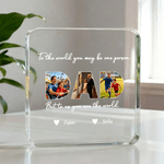 Personalized Dad 3-5 Photos Collage Square Acrylic Plaque with Names and Text Home Decor Father's Day Birthday Gift for Dad Grandpa