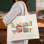 Personlig blomst fargestift sløyfe stor kapasitet lerret Tote Bag med tekst Lærerens dag Appreciation Week Gave til lærere