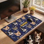Personalized Pet Face Photo Paw Bone Non-Slip Mouse Pad Desk Mat with Name and Title Game Room Office Use Birthday Gift for Pet Lovers