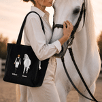 Personalized Horse Riding Theme Large Capacity Corduroy Tote Bag with Name Travel Essential Birthday Gift for Horse Lovers