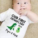 Gepersonaliseerd Our First Father's Day Together 100% katoenen T-shirt of babyromper met naam Vaderdagcadeau voor baby en nieuwe vader