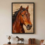 Personalised Oil Painting Texture Style Horse Portrait Framed Canvas Print with Name Home Decor Housewarming Gift for Horse Owners