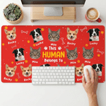 Personalized Pet Face Photo Paw Bone Non-Slip Mouse Pad Desk Mat with Name and Title Game Room Office Use Birthday Gift for Pet Lovers