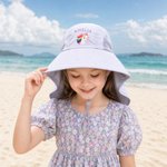 Personalised Cute Cartoon Pattern Breathable Large Brim Kids Sun Hat with Embroidered Name Summer Beach Vacation Gift for Boys Girls