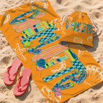 Personalised Doodle Letter Ocean Elements Quick Dry Oversized Beach Towel with Name Beach Party Summer Holiday Birthday Gift for Woman Girl