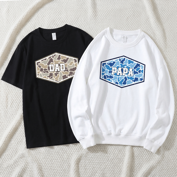 Personalized Camouflage Pattern Kid Aldult T-shirt Sweatshirt with Name Daily Wear Father's Day Gift for Father Grandfather