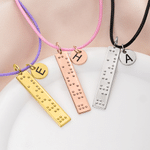 Personalised Braille Bar Pendant Necklace with Initial and Text Birthday Gift for Visually Impaired Friends