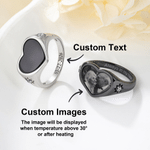 Personalised Birthstones Heat-Activated Hidden Photo Sterling Silver Ring with Text Memorable Jewellery Birthday Anniversary Gift for Mother Women
