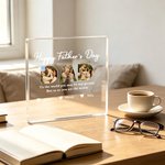 Personalised Dad 3-5 Photos Collage Square Acrylic Plaque with Names and Text Home Decor Father's Day Birthday Gift for Dad Grandpa