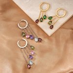Personalized Multi-Teardrop Birthstones Earrings Dainty Jewellery Mother's Day Birthday Gift for Mom Grandmother