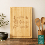 Personalized Simple Line Drawing Name FSC Bamboo Charcuterie Cutting Board with Title and Juice Groove Housewarming Father's Gift for Family Father