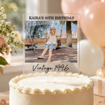 Topper per torta personalizzato in acrilico con foto d'epoca e testo Decorazione per torta Regalo di compleanno per amici e famiglia